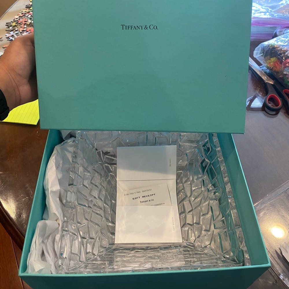 Tiffany & Co Art Glass Square 9" Sierra Bowl Vintage
